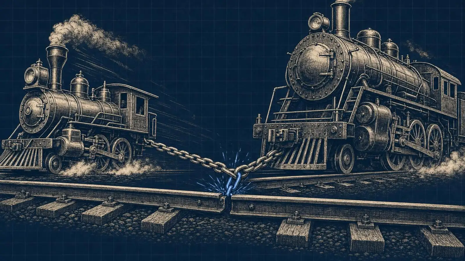 Illustration of lm studio speculative decoding not working: A wide rail track: a small scout locomotive dashes ahead
